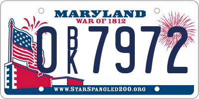 MD license plate 0BK7972
