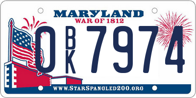 MD license plate 0BK7974