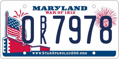 MD license plate 0BK7978