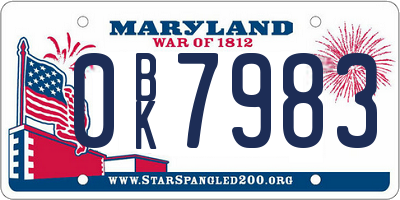 MD license plate 0BK7983