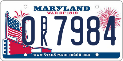 MD license plate 0BK7984