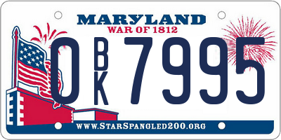 MD license plate 0BK7995