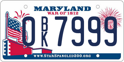 MD license plate 0BK7999