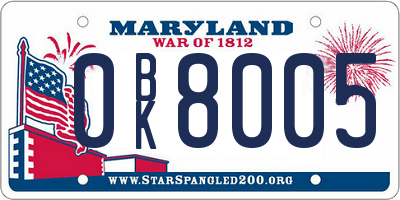 MD license plate 0BK8005