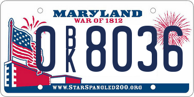 MD license plate 0BK8036