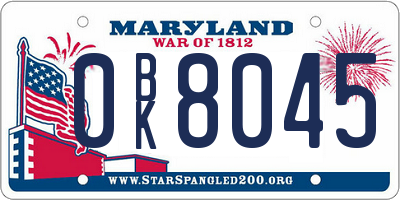 MD license plate 0BK8045