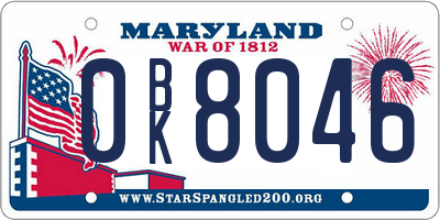 MD license plate 0BK8046