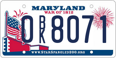 MD license plate 0BK8071