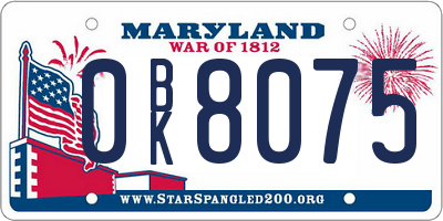 MD license plate 0BK8075