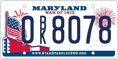 MD license plate 0BK8078