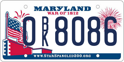 MD license plate 0BK8086