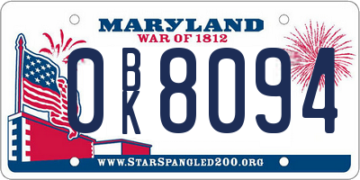 MD license plate 0BK8094