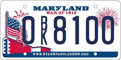 MD license plate 0BK8100