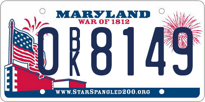 MD license plate 0BK8149