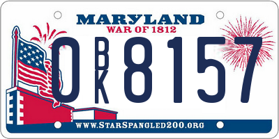 MD license plate 0BK8157