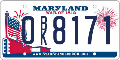 MD license plate 0BK8171