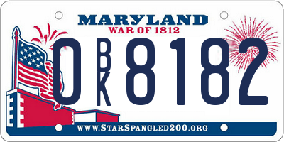 MD license plate 0BK8182