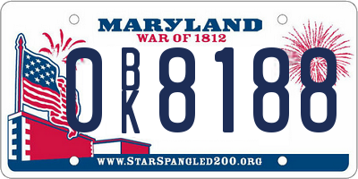 MD license plate 0BK8188