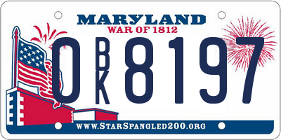 MD license plate 0BK8197