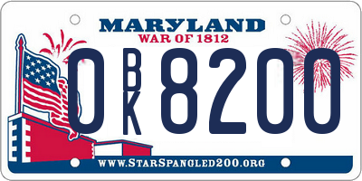 MD license plate 0BK8200