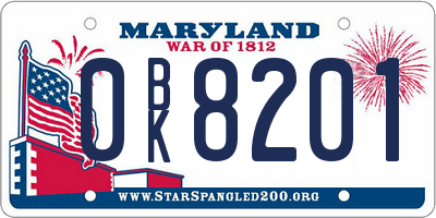 MD license plate 0BK8201