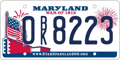 MD license plate 0BK8223