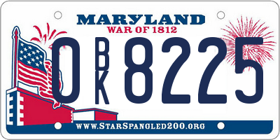 MD license plate 0BK8225