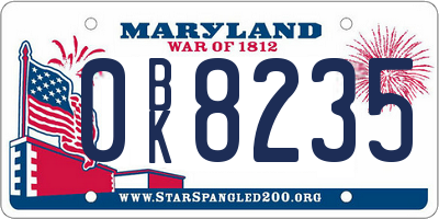MD license plate 0BK8235