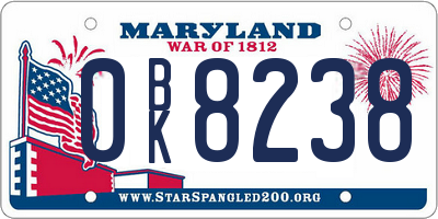MD license plate 0BK8238