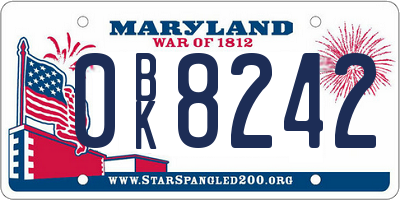 MD license plate 0BK8242
