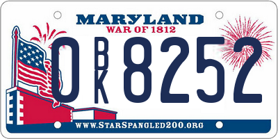 MD license plate 0BK8252