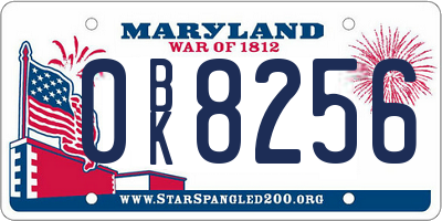 MD license plate 0BK8256