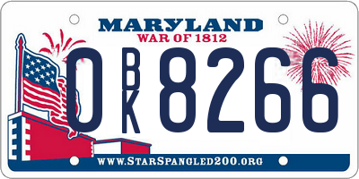 MD license plate 0BK8266