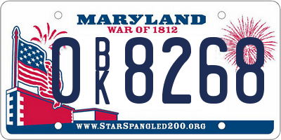 MD license plate 0BK8268