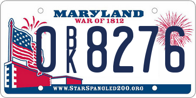 MD license plate 0BK8276
