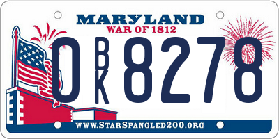 MD license plate 0BK8278