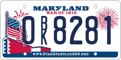MD license plate 0BK8281