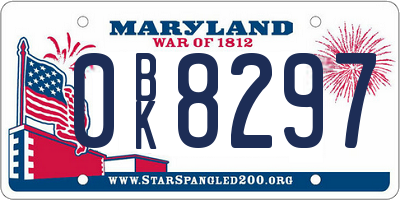 MD license plate 0BK8297