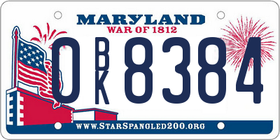 MD license plate 0BK8384