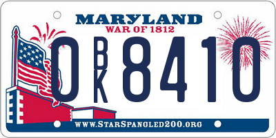 MD license plate 0BK8410