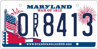 MD license plate 0BK8413