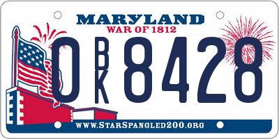 MD license plate 0BK8428