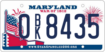 MD license plate 0BK8435