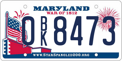 MD license plate 0BK8473