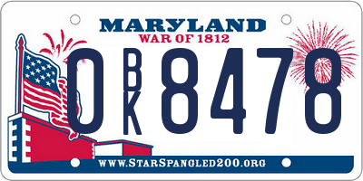 MD license plate 0BK8478
