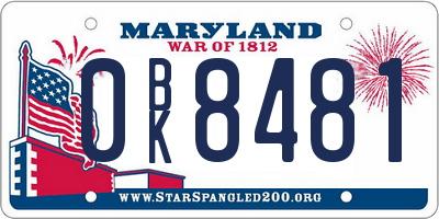 MD license plate 0BK8481