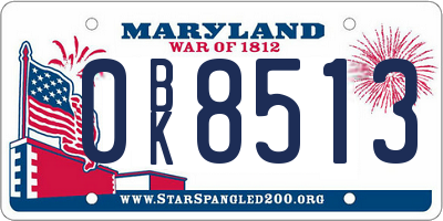 MD license plate 0BK8513