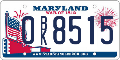 MD license plate 0BK8515