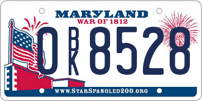 MD license plate 0BK8528