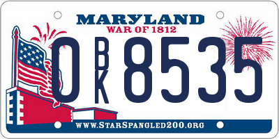 MD license plate 0BK8535